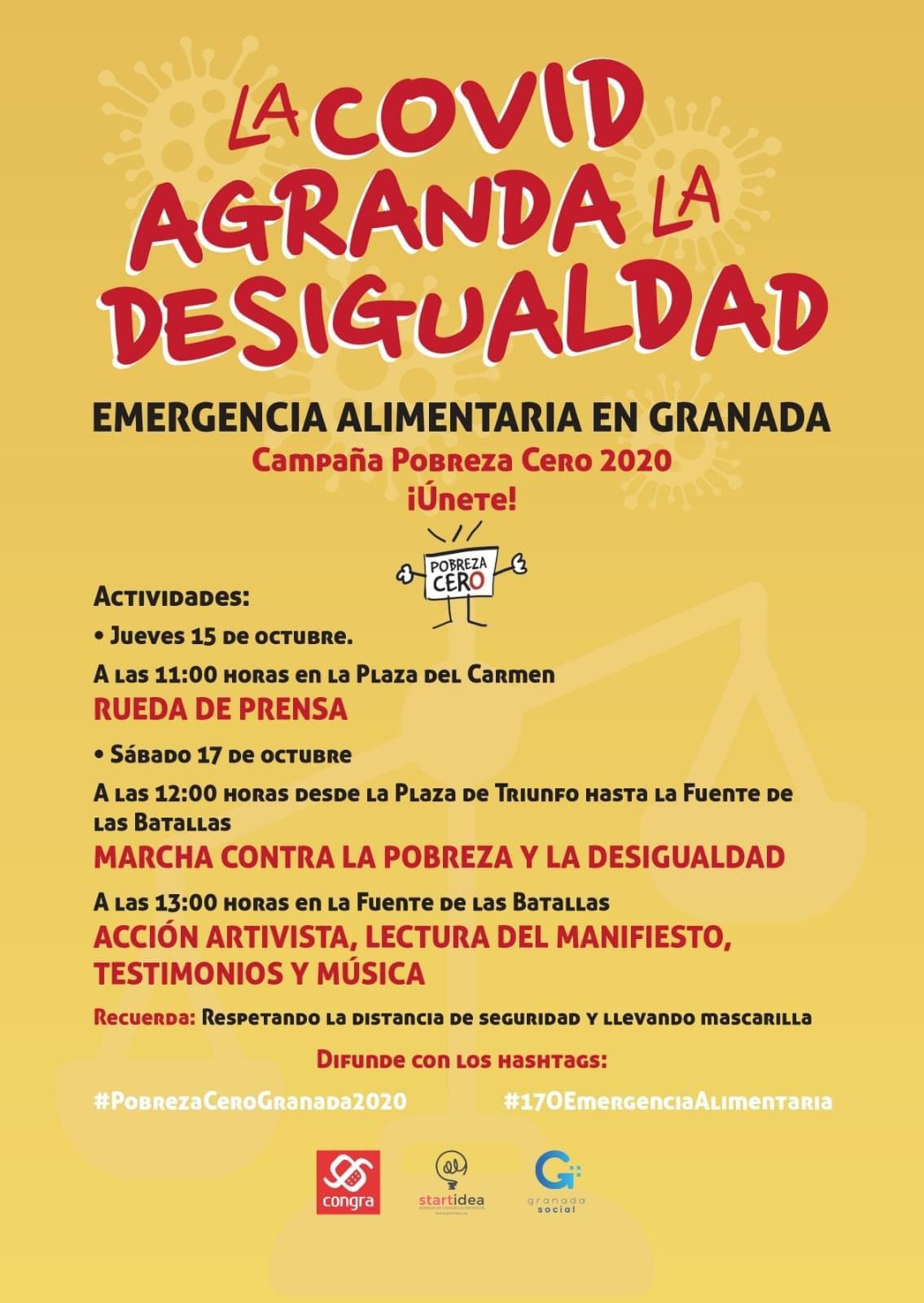 La Plataforma Pobreza Cero de Granada, convoca a la sociedad granadina a unirse contra la pobreza