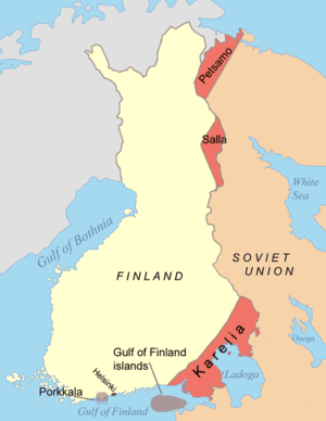 Imagen 1. Territorios cedidos por Finlandia a la URSS